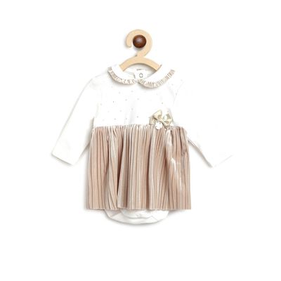 Girls Bronze Velour Long Sleeve Dress
